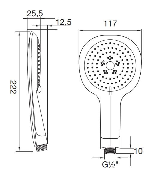 Steinberg Handbrause Ø12cm, 3 Strahlarten, weiß/chrom
