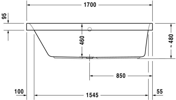 Duravit Happy D.2 Einbau-Badewanne rechteckig, Rückenschräge links, 170x70cm, weiß