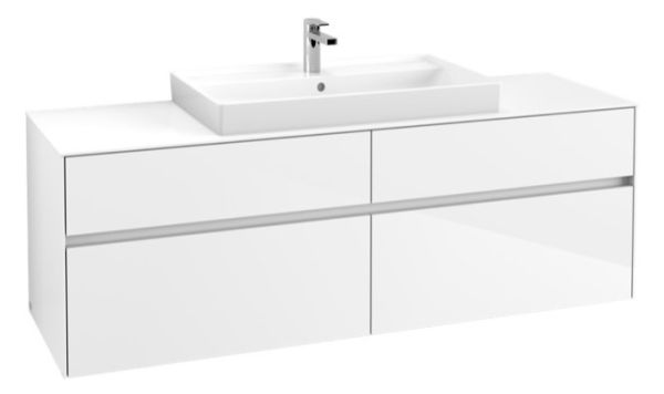 Villeroy&Boch Collaro Waschtischunterschrank passend zu Aufsatzwaschtisch 4A338G, 4 Auszüge, 160cm, glossy white C02800DH