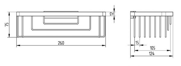 Avenarius Schwammkorb abnehmbar 260x75x125mm, chrom