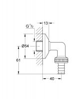 Vorschau: Grohe Eggemann Original WAS® Schlauchanschlussbogen DN 15 für Unterputzmontage, chrom