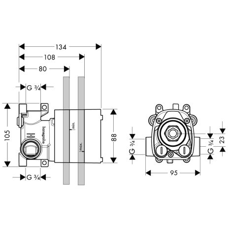 Axor ShowerSolutions Grundkörper für Thermostatmodul 120/120 Unterputz