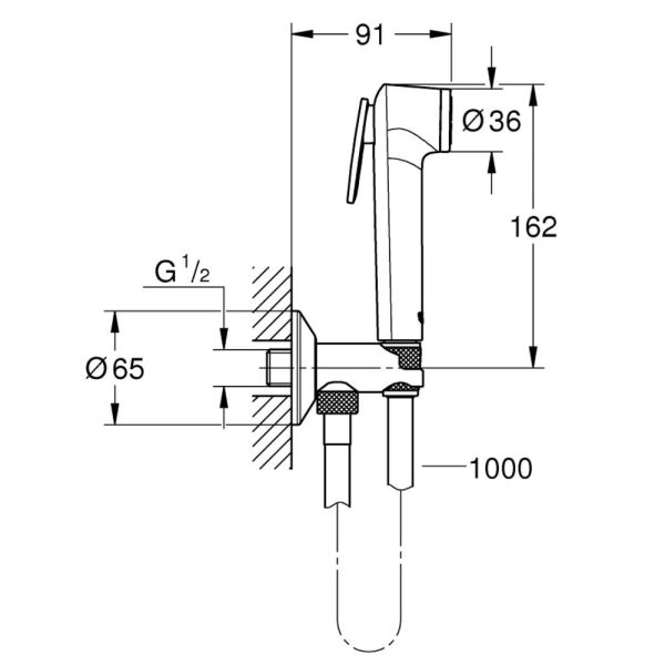 Grohe Tempesta-F Trigger Spray 30 Wandhalterset mit selbstschließendem Absperrventil, chrom