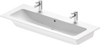 Vorschau: Duravit ME by Starck Waschtisch rechteckig 123x49cm, 2 Hahnlöcher, mit Überlauf, weiß seidenmatt 2361123224