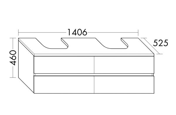 Burgbad Cube Unterschrank 140,6x52,5cm für 2 Grohe Cube Aufsatzwaschtische, 4 Auszüge