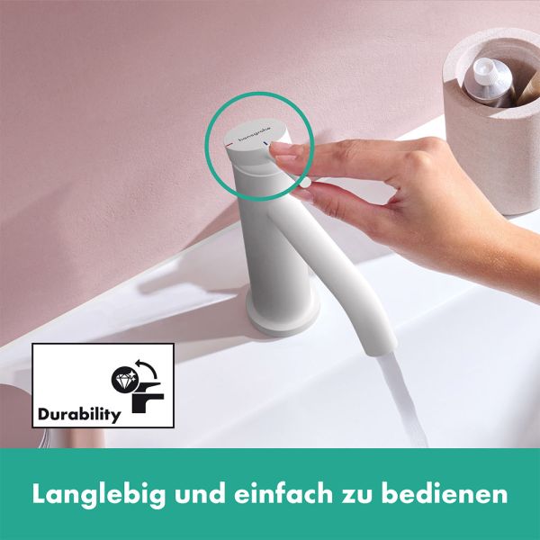 Hansgrohe Tecturis S Waschtischarmatur 110 CoolStart wassersparend+ ohne Ablaufgarn., weiß matt