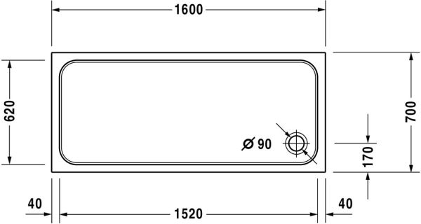 Duravit D-Code Duschwanne rechteckig 70x160cm, Sanitäracryl, weiß