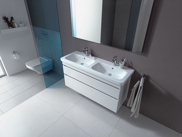 Duravit DuraStyle Doppelwaschtisch 130x48cm, mit Überlauf, mit Wondergliss, weiß 23381300001