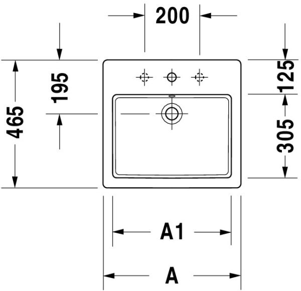 Duravit Vero Einbauwaschtisch 55x46,5cm, mit Überlauf, mit Wondergliss, weiß 03155500001