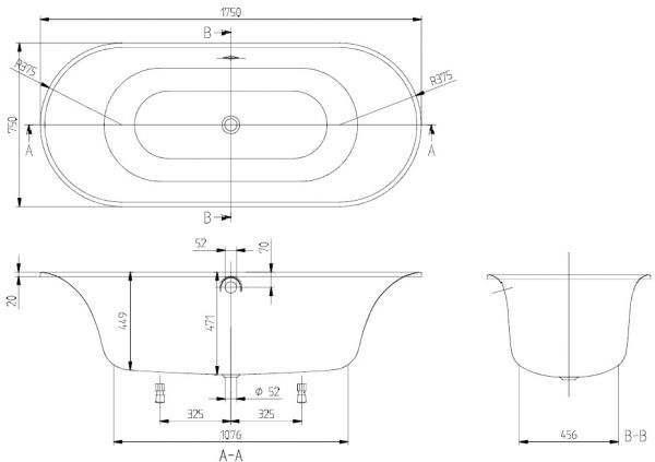 Villeroy&Boch Cetus Oval Badewanne 175x75cm