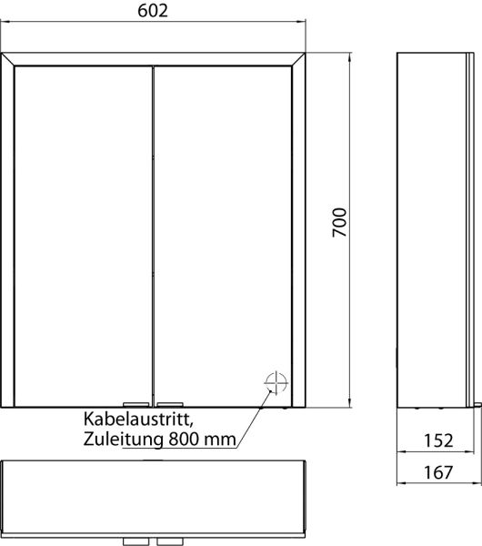 emco prime 3 LED-Spiegelschrank 60cm mit 2 Türen, Aufputz