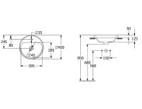 Vorschau: Villeroy&Boch Architectura Einbauwaschtisch, rund Ø45cm, weiß, 5A654501, technische Beschreibung