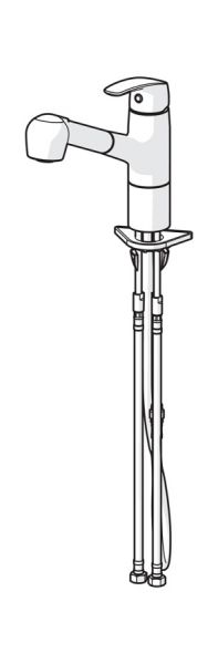 Hansa Hansapinto Spültisch-Einhand-Einlochbatterie, Geschirrbrause herausziehbar, 2-strahlig, chrom