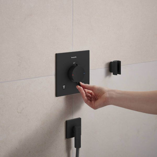 hansgrohe Ecostat Comfort E Thermostat Unterputz für 2 Funktionen, schwarz matt