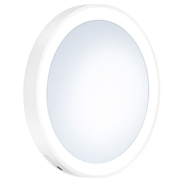 Smedbo Outline Lite Kosmetikspiegel mit LED-Beleuchtung, Saugknäpfen, Ø12cm, weiß FX625