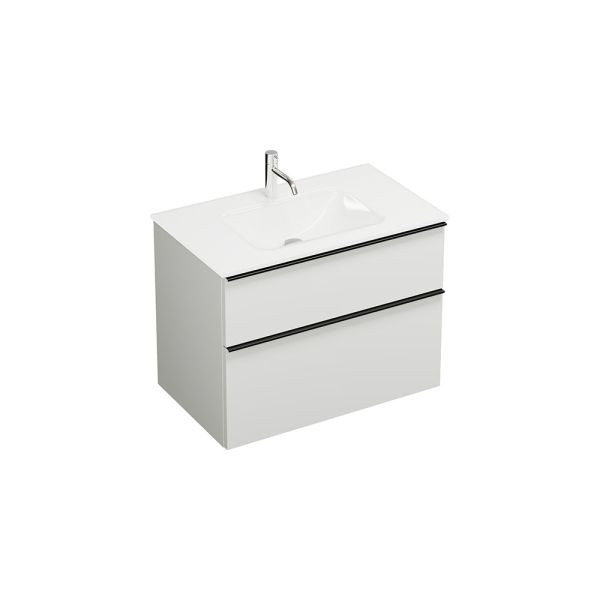 Burgbad Eqio Glas-Waschtisch 82cm mit Waschtischunterschrank, 2 Auszüge