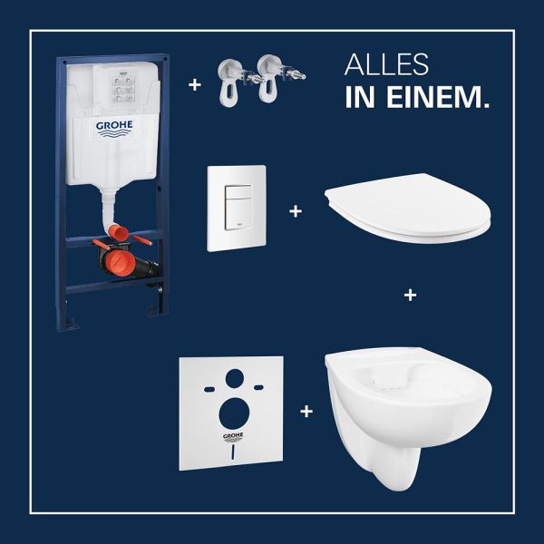 Grohe Solido Rapid SL 5-in1 WC-Set mit Even Drückerplatte, Soft-Close-WC-Sitz, weiß