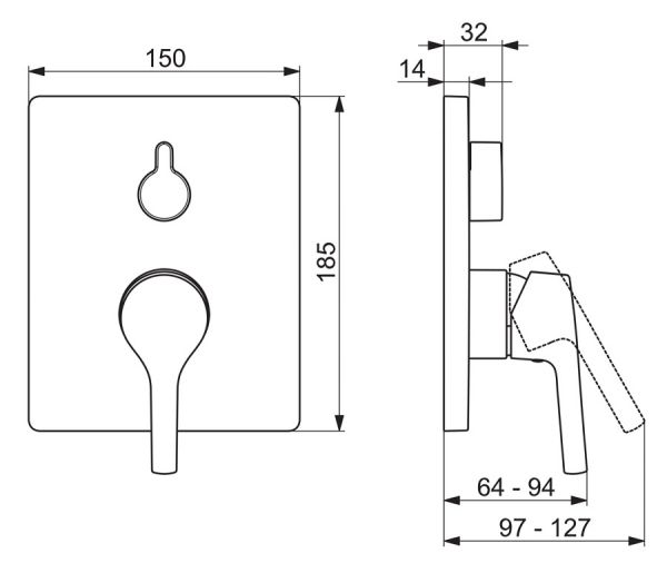 Hansa Hansapaleno Wannen- und Brausearmatur Fertigmontageset, Rosette eckig, chrom