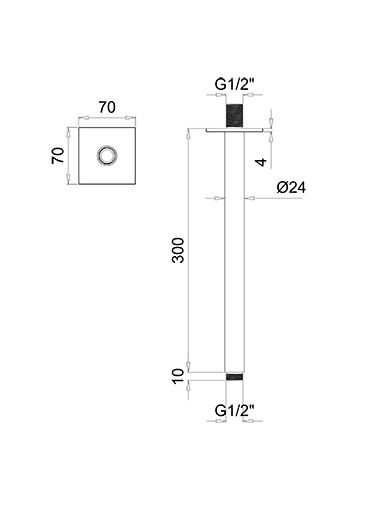 Round Arm Kopfbrause Deckenauslass 30cm