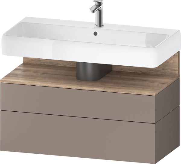 Duravit Qatego Unterschrank 99x47cm in basalt matt, mit offenem Fach in eiche marmoriert QA4395