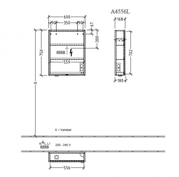 Villeroy&Boch My View Now LED-Aufputz-Spiegelschrank 60x75cm A4556L00