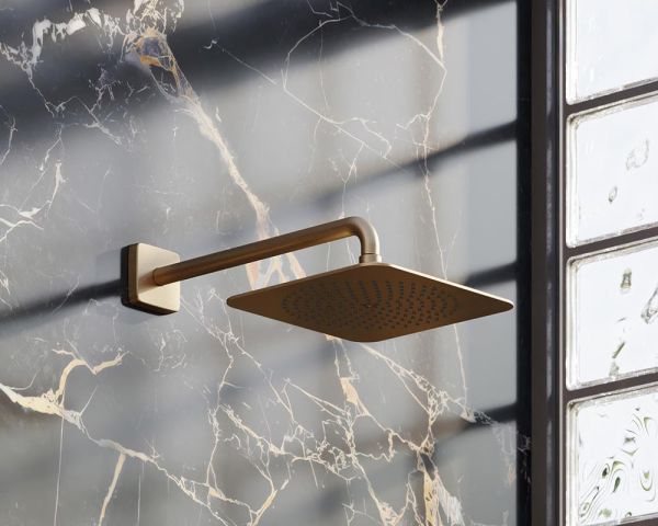 Axor Citterio C Duschkopf 270/270 1jet EcoSmart mit Brausearm, softsquare, brushed bronze 28791140