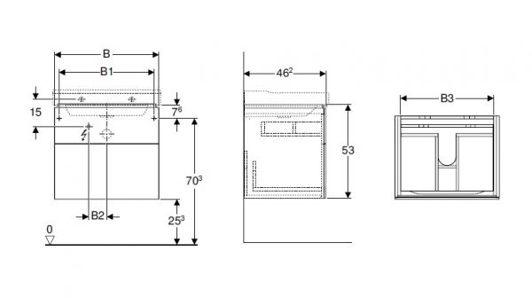 Geberit Xeno² Waschtischunterschrank 58x53cm, 2 Schubladen