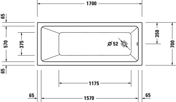 Duravit No.1 Rechteck-Badewanne 170x70cm, weiß