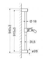 Vorschau: Hansa Ganzmetall-Wandstange 90cm, kürzbar, chrom