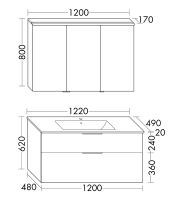 Vorschau: Burgbad Eqio Slim Badmöbel-Set 122cm mit LED-Spiegelschrank, Waschtisch & Unterschrank