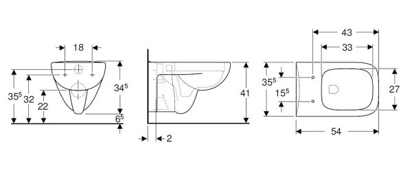 Geberit Renova Plan Wand-WC Tiefspüler, Rimfree, weiß_3