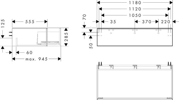 hansgrohe Xevolos E Sideboard 118x55cm mit Schubkasten