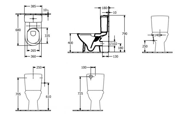 Villeroy&Boch O.Novo Stand-Tiefpül-WC, spülrandlos mit DirectFlush für Kombination, 36x67cm 5661R001_4