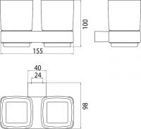 Vorschau: emco loft Doppelglashalter Kristallglas satiniert, chrom