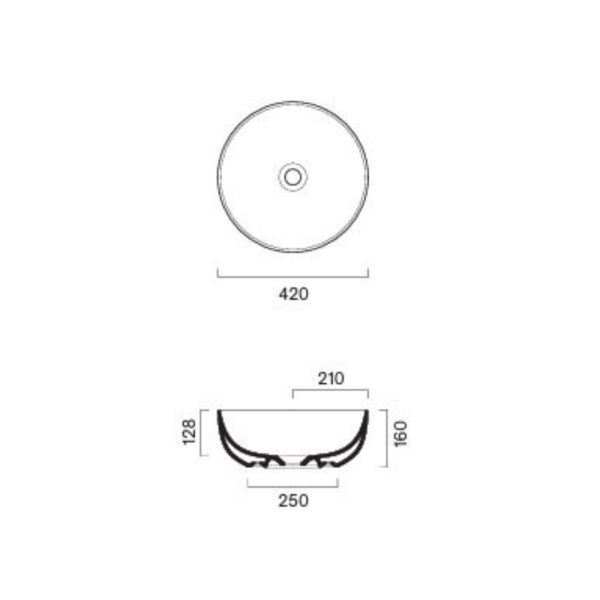 Catalano Sfera Aufsatzwaschbecken rund Ø 42cm CATAglaze+