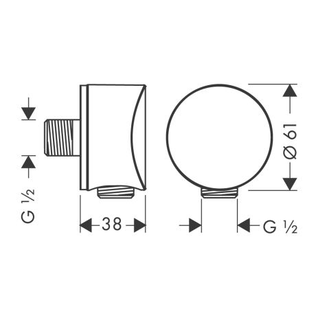 Hansgrohe Fixfit S Wandanschlussbogen ohne Rückflussverhinderer, chrom