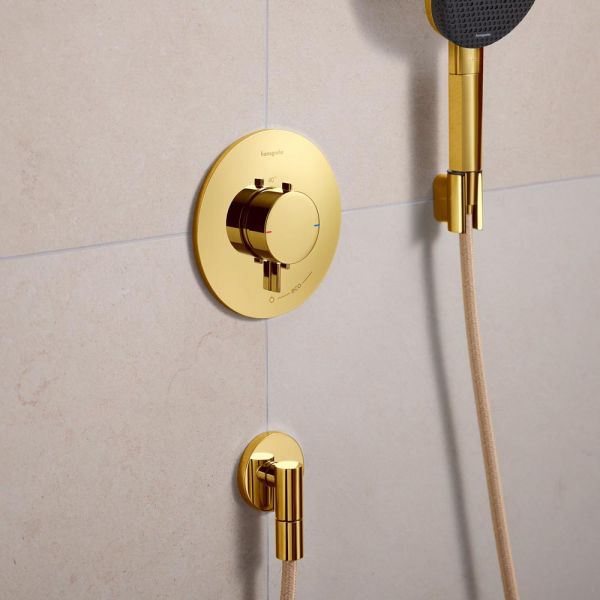 hansgrohe FixFit Fine S Wandanschluss mit Rückflussverhinderer, polished gold optic