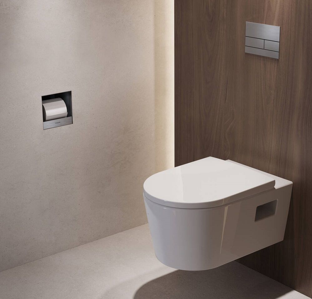 Hansgrohe XtraStoris Original Einbau Toilettenpapierhalter, edelstahl gebürstet 56065800