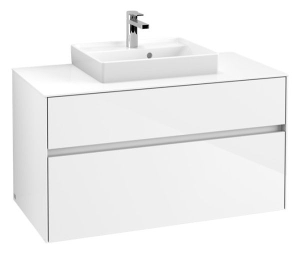 Villeroy&Boch Collaro Waschtischunterschrank passend zu Aufsatzwaschtisch 43345G, 2 Auszüge, 100cm, weiß C01600DH