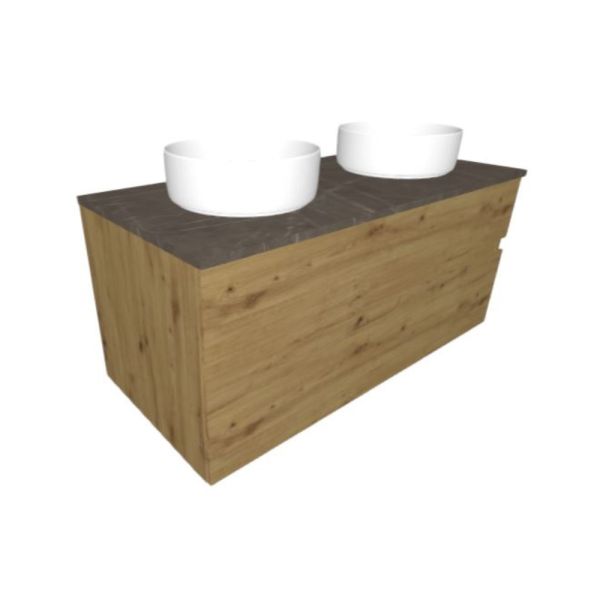 Burgbad Sys30 Unterschrank 120cm, Aufsatzbecken, eiche dekor, marmor dekor WVIF120