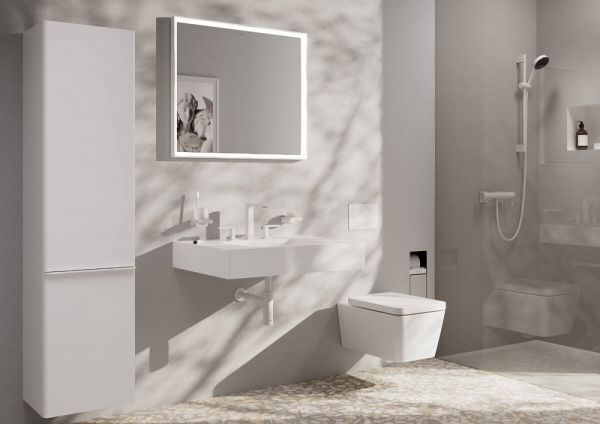 Hansgrohe Tecturis E 3-Loch Waschtischarmatur 150 EcoSmart+ mit Push-Open, weiß matt