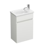 Burgbad Lin20 Gästebad Keramik-Handwaschbecken 43x27cm mit Waschtischunterschrank und 1 Tür