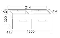 Burgbad Crono Mineralguss-Doppelwaschtisch 121,4x47x42cm mit Unterschrank, 2 Auszüge SFAJ121F1786C0001G0141