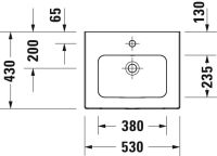 Vorschau: Duravit ME by Starck Waschtisch rechteckig 53x43cm, mit Hahnloch, mit Überlauf, weiß seidenmatt 2336533200