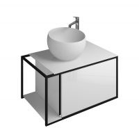 Vorschau: Burgbad Junit Mineralguss-Aufsatzwaschtisch 76,5cm mit Waschtischunterschrank und 1 Handtuchhalter