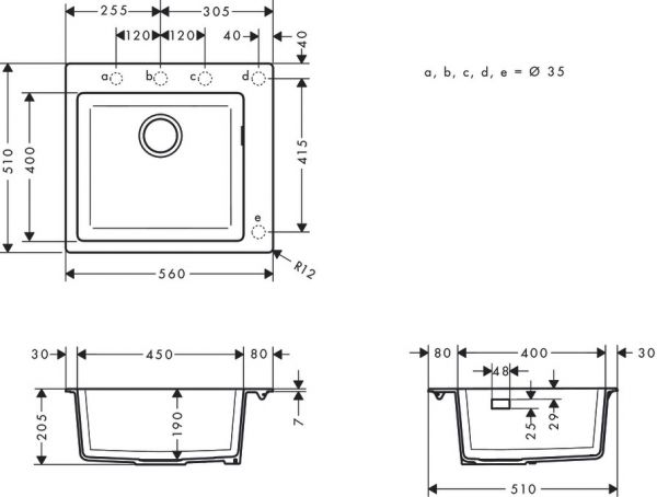 Hansgrohe S51 S510-F450 Einbauspüle 450