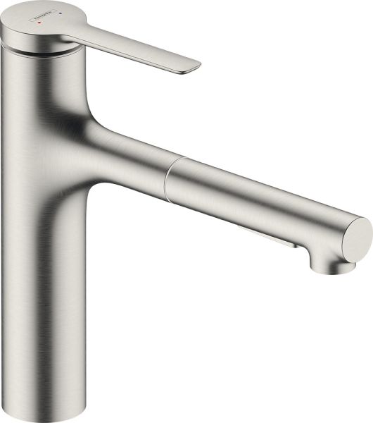 Hansgrohe Zesis M33 Küchenarmatur 160, Metall Ausziehbrause, 2 Strahlarten, edelstahl finish 74822800