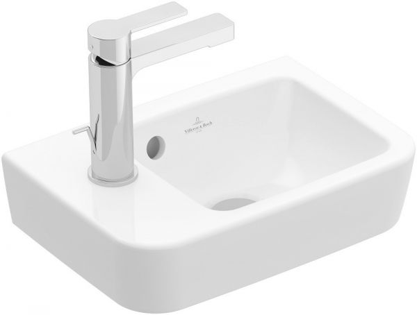 Villeroy&Boch O.Novo Handwaschbecken Compact mit 1 Hahnloch, Becken rechts 36x25cm mit Überlauf