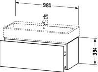 Vorschau: Duravit L-Cube Waschtischunterschrank wandhängend 98x46cm mit 1 Schublade für Vero Air 235010, techn. Zeichnung