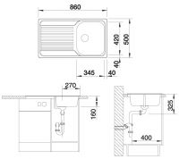 Vorschau: Blanco Tipo 45 S Edelstahlspüle, ohne Ablauffernbedienung, edelstahl naturfinish